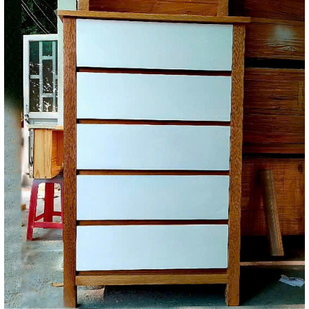 Oak 01 : Tủ 5 Ngăn Kéo Gỗ Sồi ( Tự Nhiên + Trắng )